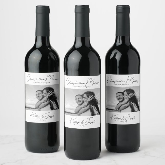 Chic Simple Photo Modern Typography  Wine Label (Bottles)