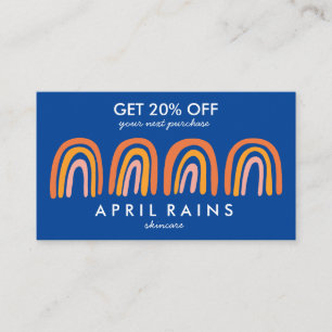 Chic Simple Pink Orange Blue Rainbows  Discount Card