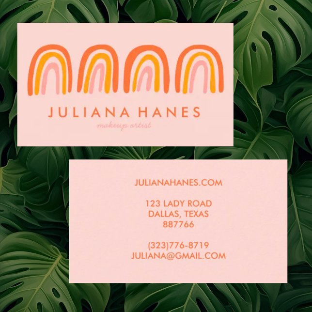 Chic Simple Pink Orange Rainbows Business Card (Creator Uploaded)