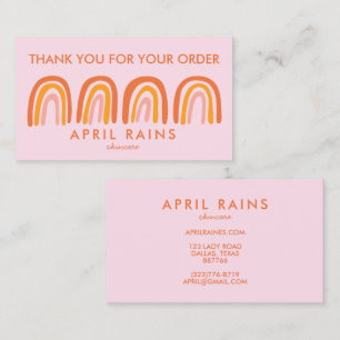 Chic Simple Pink Orange Rainbows ORDER THANK YOU Business Card