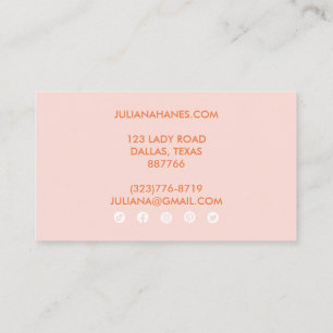Chic Simple Pink Orange Rainbows Social Icons Business Card