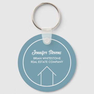Chic Simple Real Estate Company Stone Blue Custom Key Ring