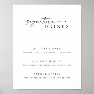 Chic + Simple Script Wedding Signature Drinks Sign
