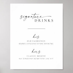 Chic + Simple Script Wedding Signature Drinks Sign