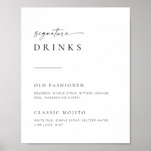 Chic + Simple Script Wedding Signature Drinks Sign