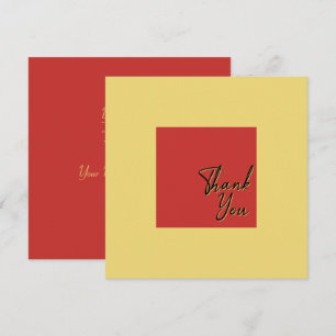 Chic Simple Square Gold Red and Black Text Thank You Card