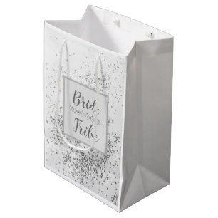 Chic Siver Confetti Bride Tribe   Medium Gift Bag