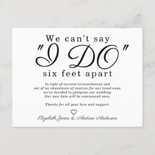 Chic Six Feet Apart Postponed Change Date Wedding Announcement Postcard