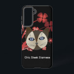 Chic Sleek Siamese Cat Face Galaxy Case – Black<br><div class="desc">Elevate your phone’s style with this black Samsung Galaxy case featuring the face of a graceful Siamese cat surrounded by whimsical flowers. The “Chic Sleek Siamese” design captures the cat’s striking features and serene expression, paired with playful floral accents for a touch of artistic charm. Perfect for cat lovers, fans...</div>