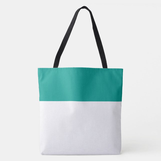 Chic Sleek White One Third Summer Teal Top Edge  Tote Bag (Front)
