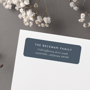 Chic Smoky Blue and White Return Address