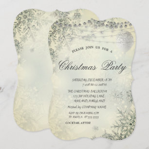 Chic Snowflakes,Lights,Balloon,Christmas Party Invitation