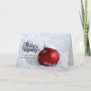 Chic Snowflakes,Red Christmas Ball Company Holiday Card
