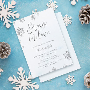 Chic Snowflakes Snow In Love Winter Bridal Shower Invitation