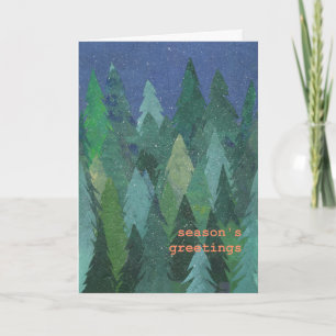 Chic Snowy Christmas Trees Card Season's Greetings