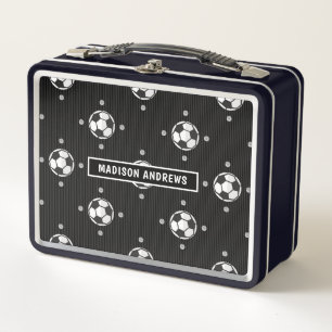 Chic Soccer Football Personalised Name Metal Lunch Box