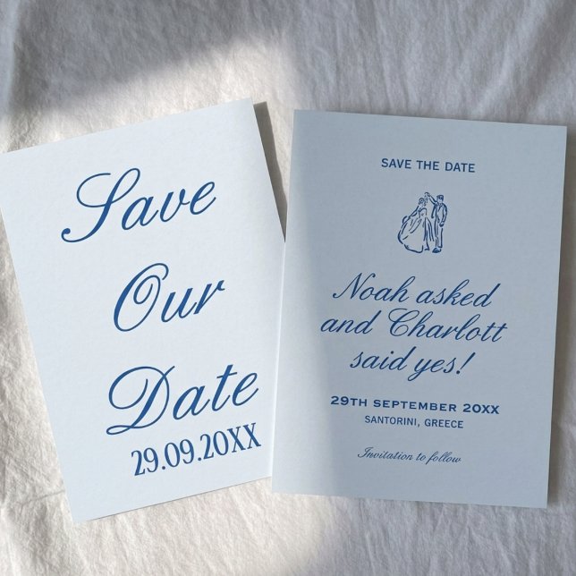 Chic Soft Blue Coastal Romantic Classy Wedding Save The Date (Creator Uploaded)