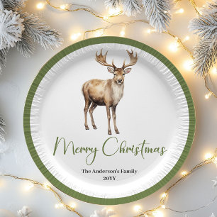 Chic Soft Earth Tone Christmas Personalized Dinner Paper Plate