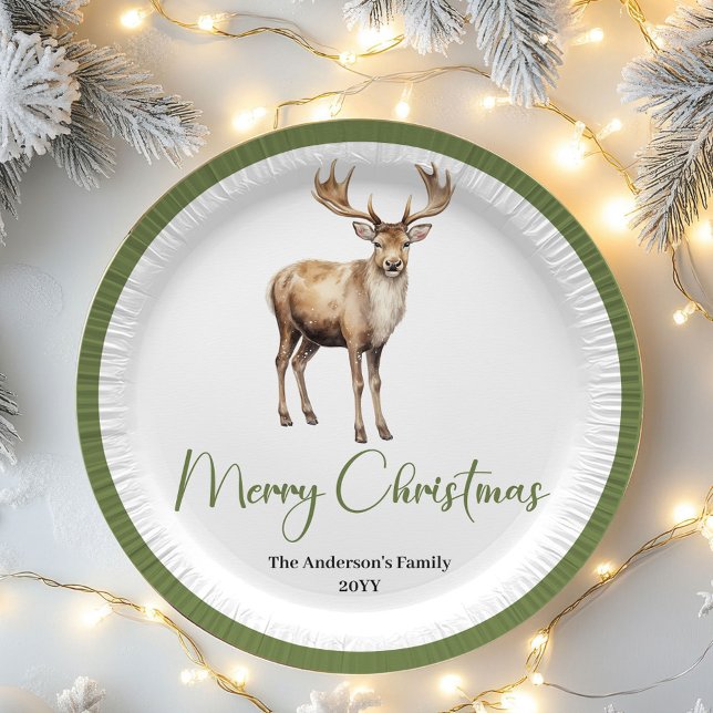Chic Soft Earth Tone Christmas Personalized Dinner Paper Plate (Soft Earth Tone Christmas Personalized Dinner Plates)