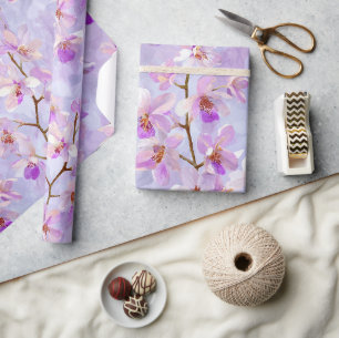 Chic Soft Lilac Blush Orchid Watercolor Pattern Wrapping Paper