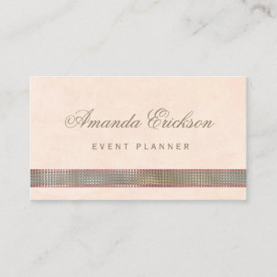 Chic Soft Peach FAUX Sequin Shimmer Event Planner Business Card