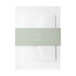 Chic Soft Sage boho wedding invitation belly band