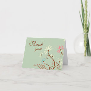 Chic soft teal + cream floral wedding thank you card