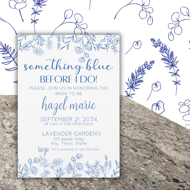 Chic Something Blue Before I Do Bridal Shower Invitation (Creator Uploaded)