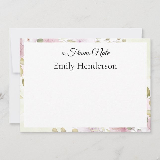 Chic Sophisticated Botanical Floral Frame Note  Card (Front)