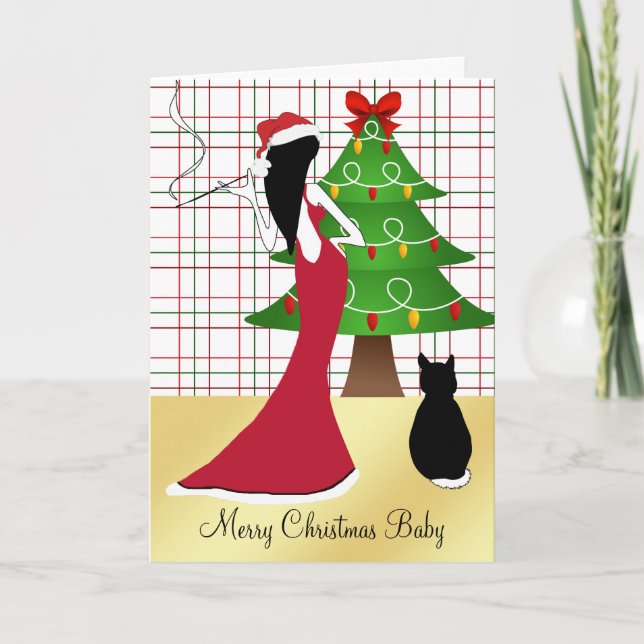 Chic Sophisticated Merry Christmas Baby Card (Front)