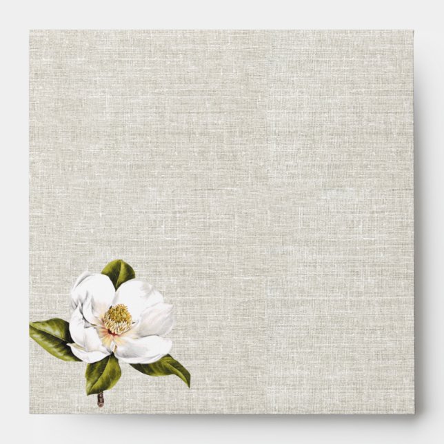 Chic Southern Magnolia Custom Wedding Envelopes (Front)