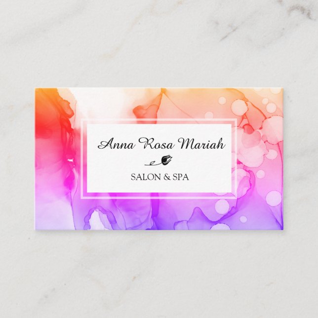 *~* Chic Spa & Salon Bold Abstract Watercolor Business Card (Front)