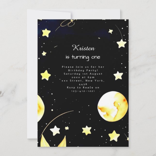 Chic Space Astro Birthday Invitation (Front)