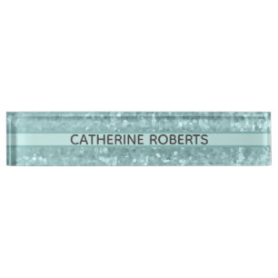 Chic sparkle blue turquoise nameplate