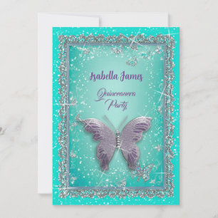 chic sparkling turquoise luxury classy glitter invitation