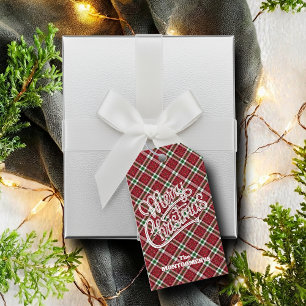 Chic Sparkly Plaid Christmas  Gift Tags