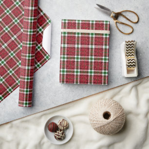 Chic Sparkly Plaid Christmas  Wrapping Paper