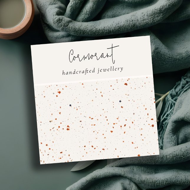 Chic Speckled Rust White Texture Earring Holder Square Business Card (Creator Uploaded)