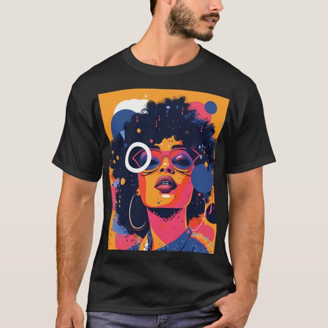 Chic Spectacles: A Vibrant Portrait T-Shirt (Front)