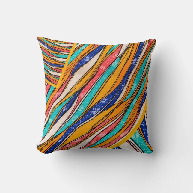Chic Spectrum Decor: Vibrant Rainbow Throw Pillow (Front)