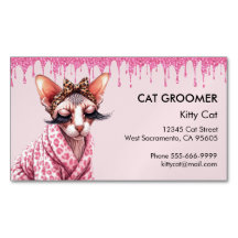 Chic Sphynx Cat Service Pink Glitter Dripping