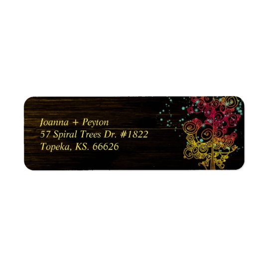 Chic Spiral Trees Rural Wedding Return Address Label