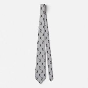 Chic Sports Baseball Hitter Silhouette Neck Tie