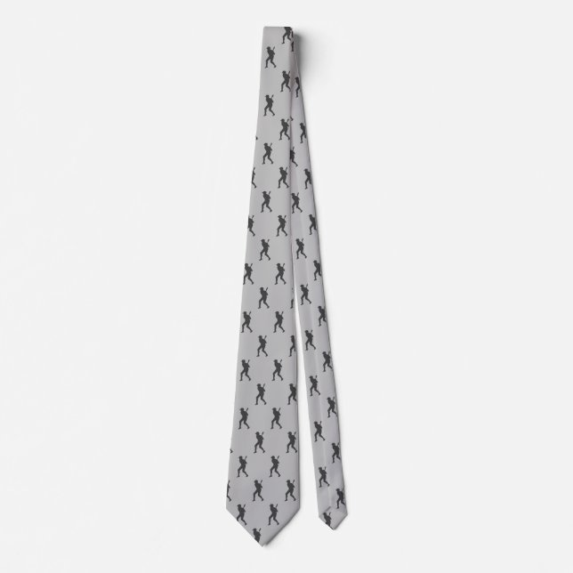 Chic Sports Baseball Hitter Silhouette Neck Tie (Front)