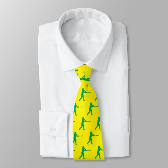 Chic Sports Baseball Hitter Silhouette Neck Tie (Tied)