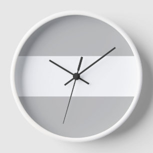 Chic Sporty Light Grey White Wide Summer Stripes Clock