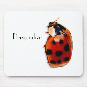 Chic Spotted Ladybug With Name Mouse Mat
