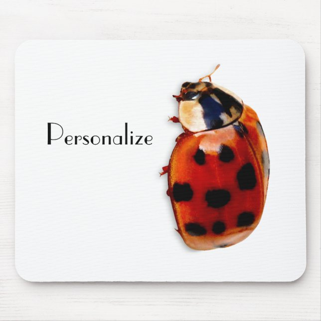 Chic Spotted Ladybug With Name Mouse Mat (Front)