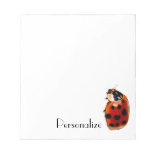 Chic Spotted Ladybug With Name Notepad
