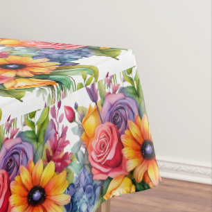 Chic Spring Colours Flowers Floral Tablecloth